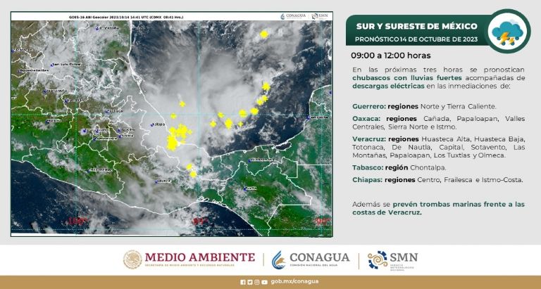 CLima en México 14 de octubre, se esperan lluvias en Sonora y El Caribe