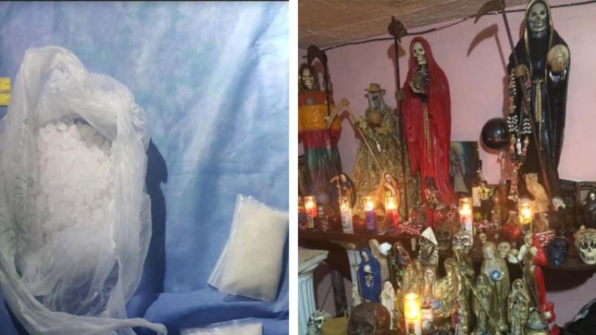 Dealer 'satánico' cae en Pachuca: Encuentran drogas y un altar con culto a la 'Santa Muerte'