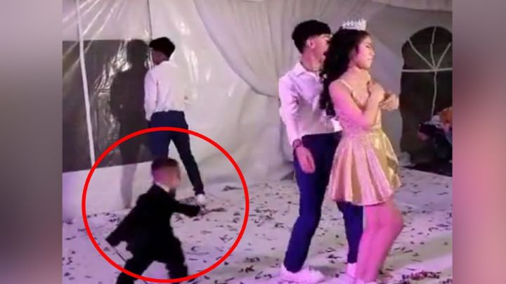 VIDEO: Niño irrumpe en espectáculo de quinceañera y termina pisoteado