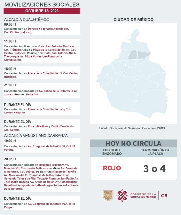 Tráfico en CDMX hoy 18 de octubre