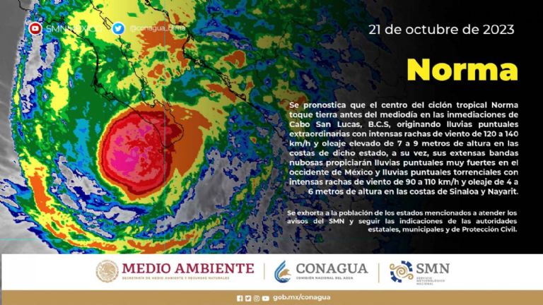 Huracán Norma afecta al norte este 21 de octubre