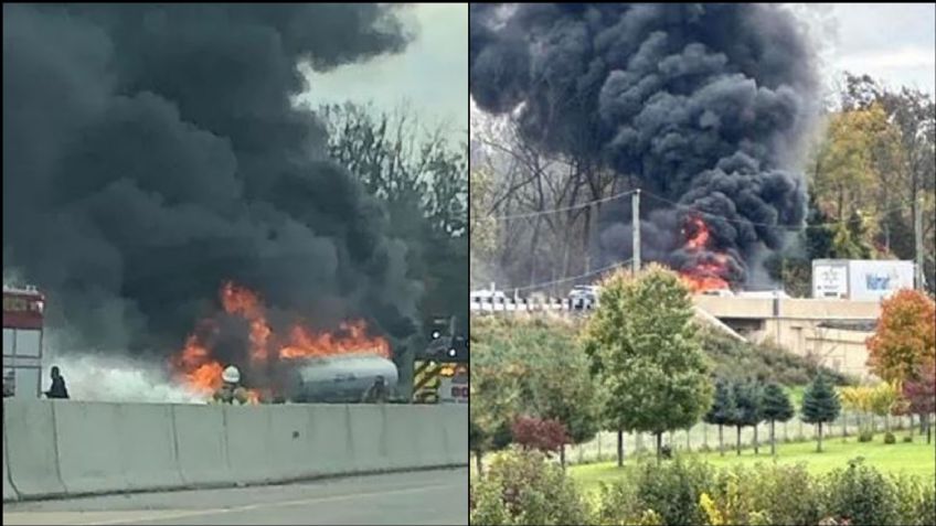 VIDEO: Camión choca y produce fuerte incendio en autopista; se desconoce la cifra de heridos