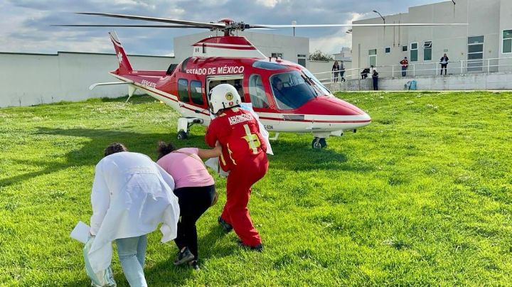 Salvan vida a pequeño de dos años en Villa del Carbón, lo trasladan en helicóptero