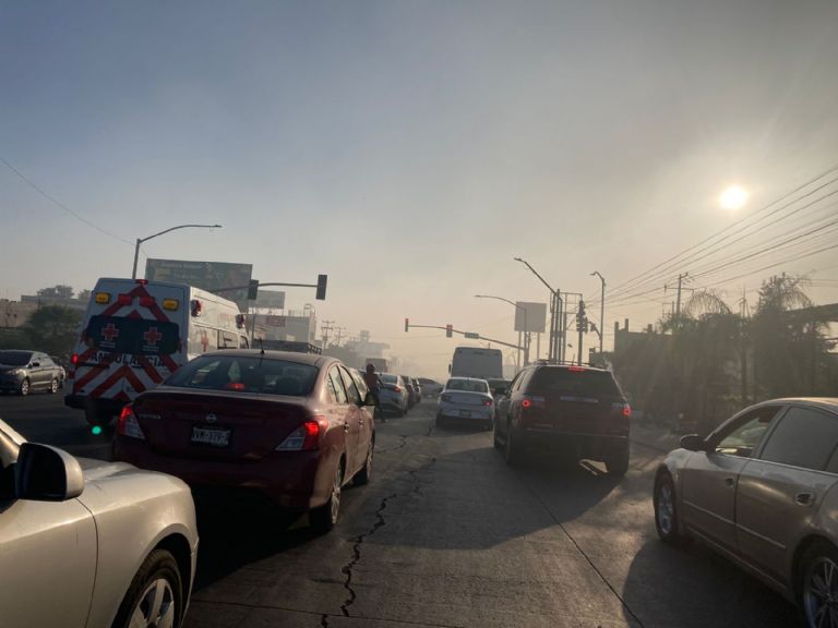 Ciudad Obregón 'amanece' con nube de humo. Foto: Cortesía