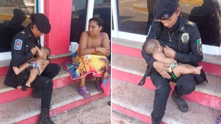Mujer policía de la CDMX conmueve las redes al amamantar a un bebé sin comer en Acapulco