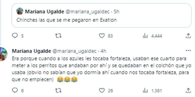 Mariana Ugalde revela que había chinches en 'Exatlón México'