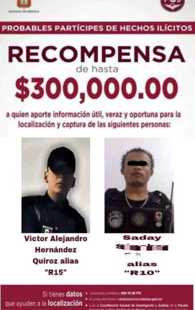 Recompensa por el Comandante R10 en Edomex