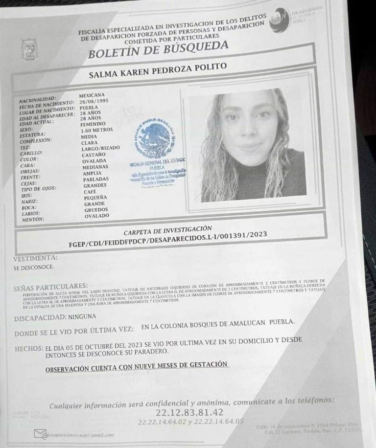 Secuestro de Salma Karen Pedroza Polito en Puebla