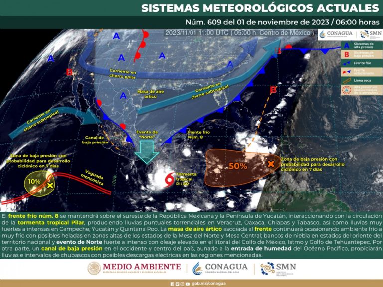Pronóstico del clima para hoy, miércoles 1 de noviembre. Foto: Conagua