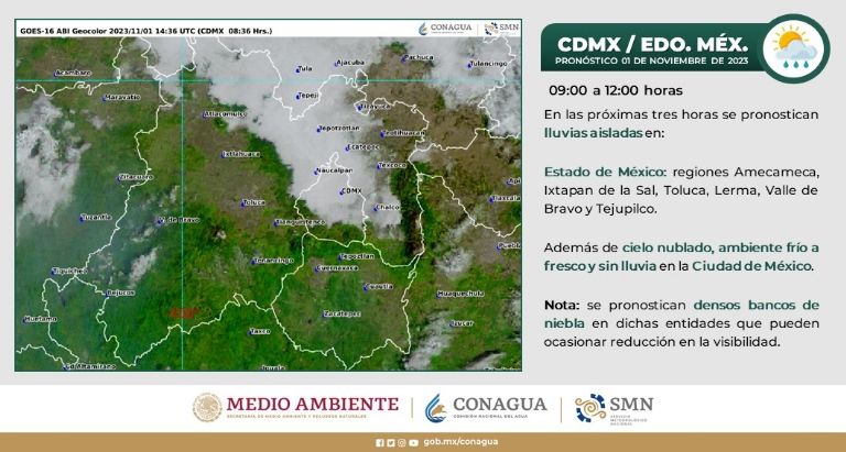 Clima en CDMX hoy 1 de noviembre