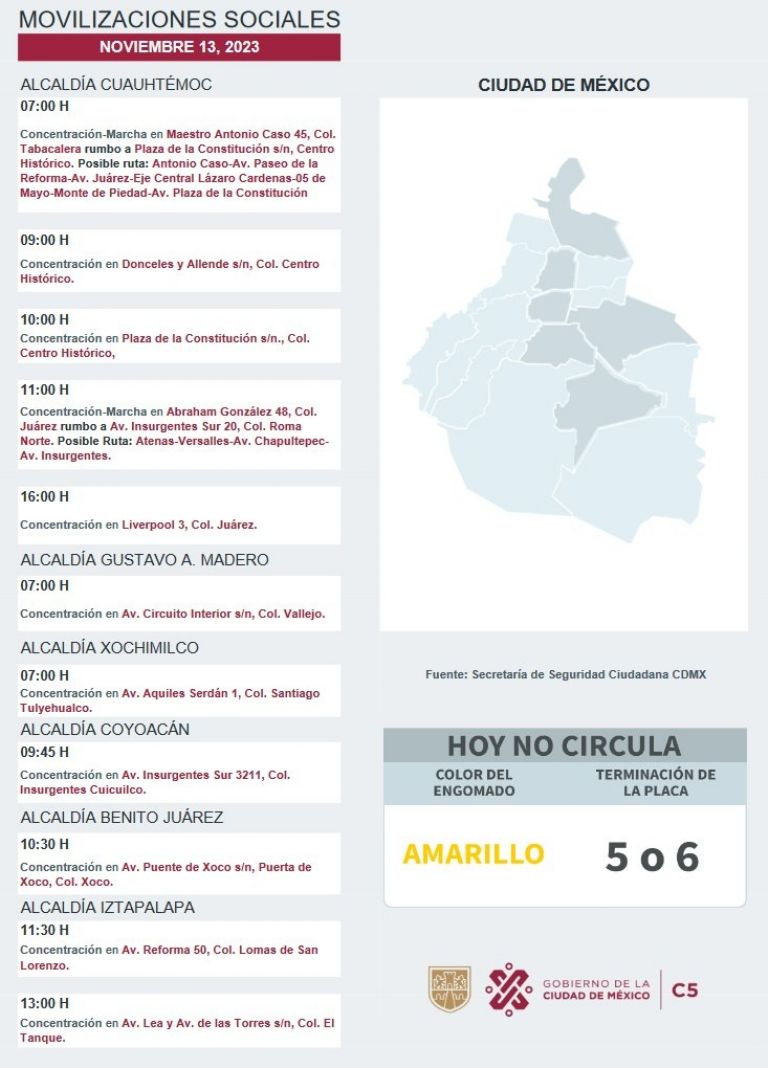 Tráfico en CDMX hoy 13 de noviembre
