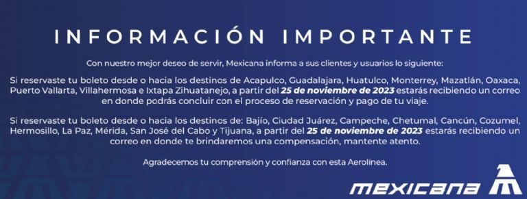 Mexicana de Aviación inicia venta de boletos