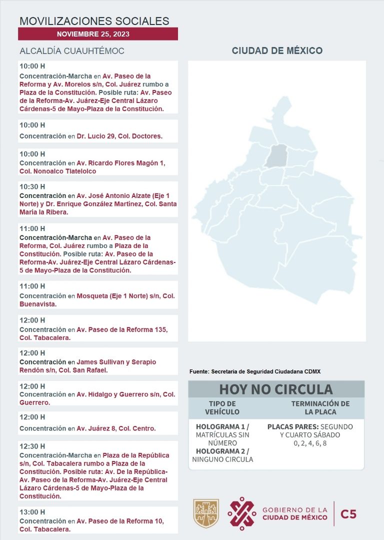 Tráfico en CDMX hoy 25 de noviembre