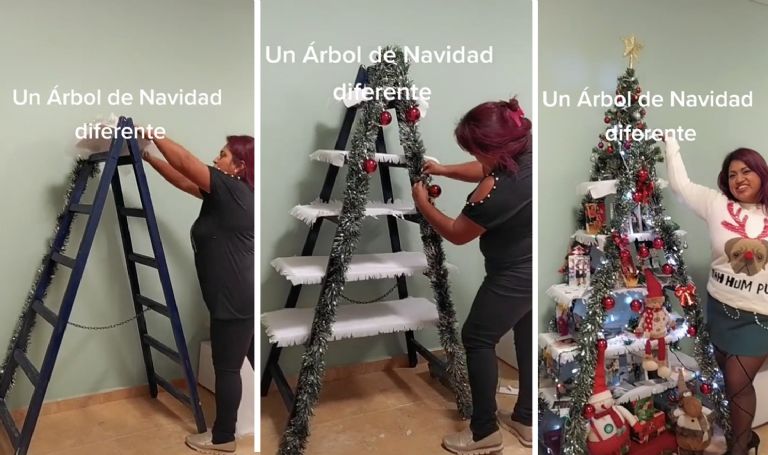 Árbol de Navidad con una escalera