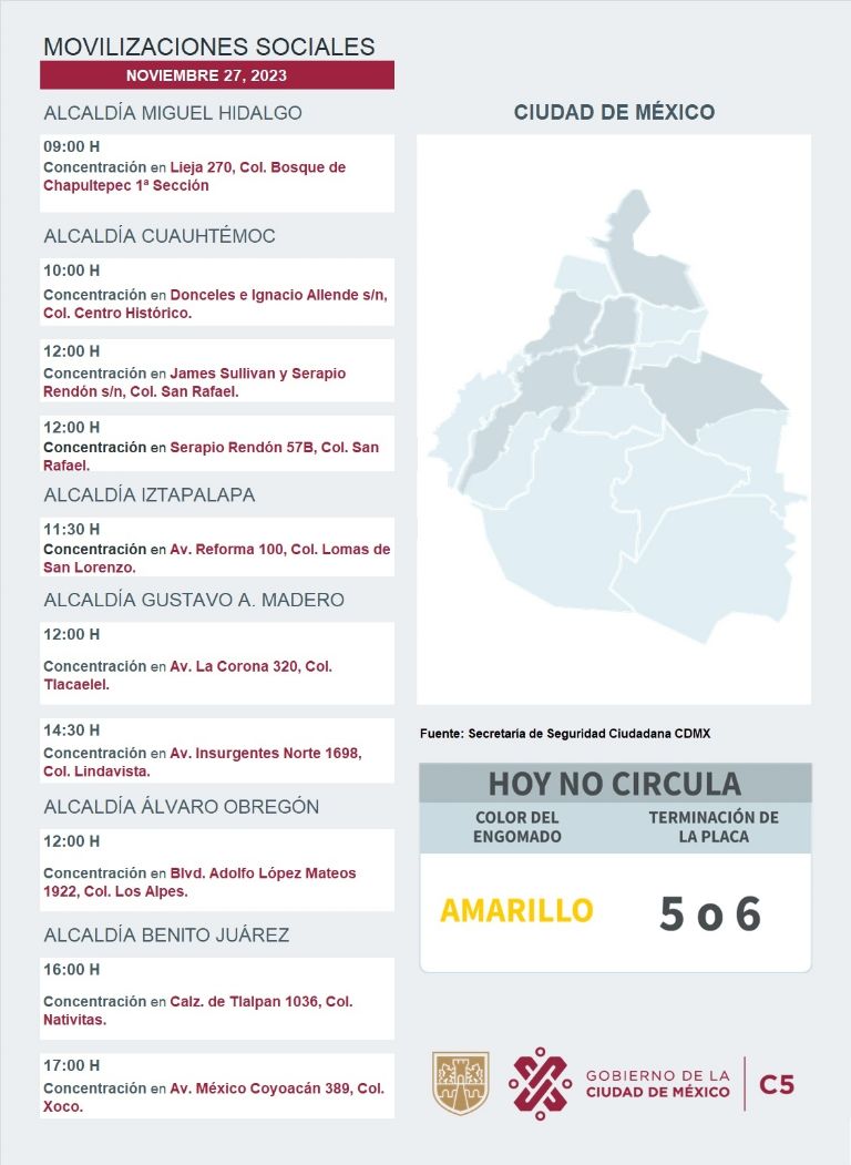 Tráfico en CDMX hoy 27 de noviembre