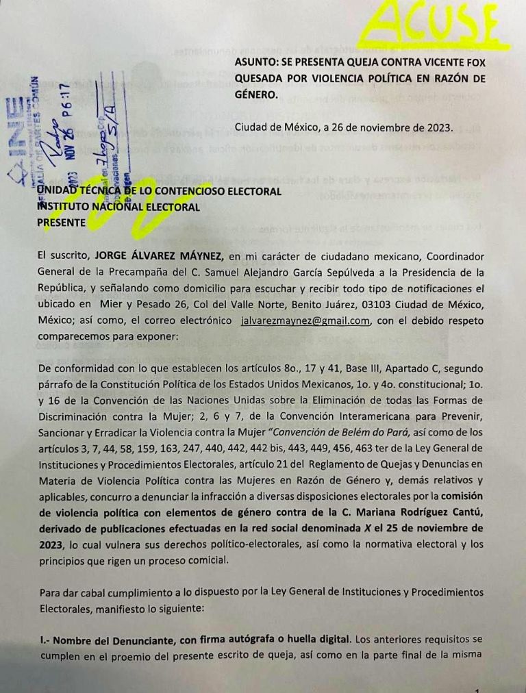 Denuncia en contra de Vicente Fox