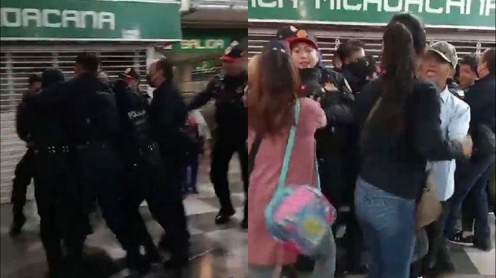 VIDEO: Vendedores ambulantes pelean contra policías en la Línea 8 del Metro en CDMX