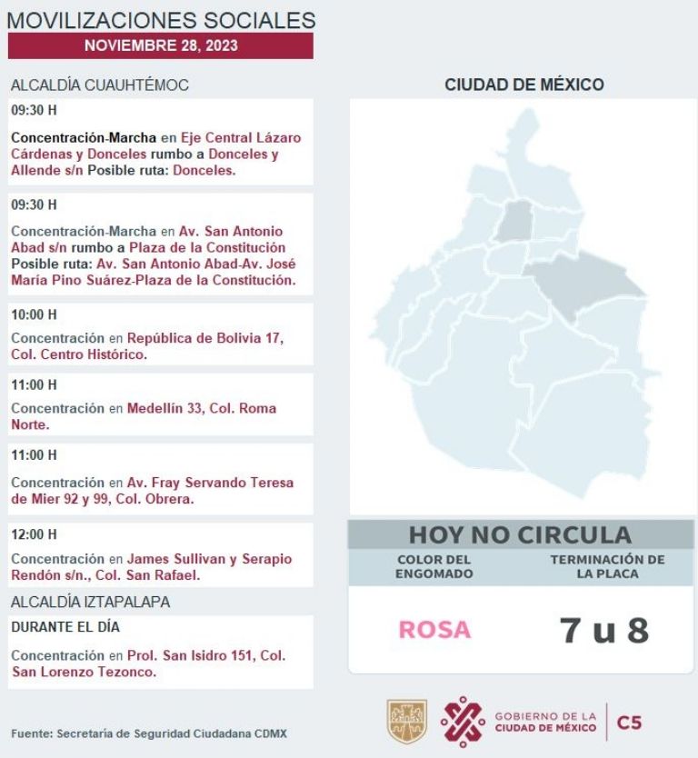 Tráfico en CDMX hoy 28 de noviembre