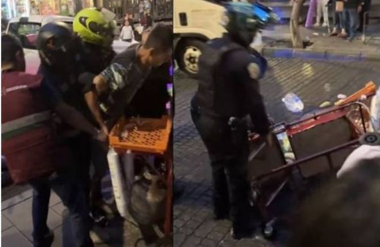 Policías tiran elotes a vendedor en CDMX
