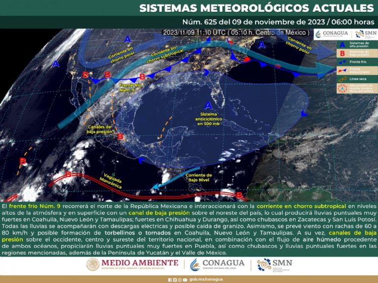 Clima en México hoy 9 de noviembre