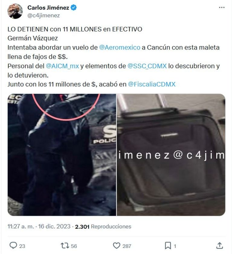 Detienen a sujeto en el AICM