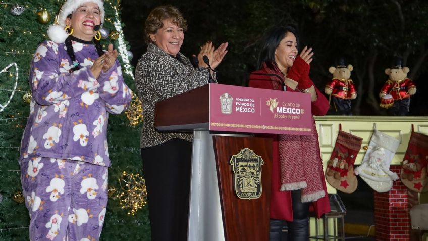 Delfina Gómez encabeza ceremonia de encendido de Árbol de Navidad en Toluca