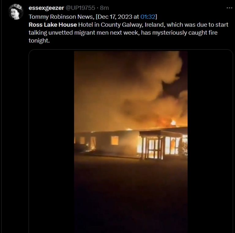 Hotel de Irlanda arde en llamas; culpan a grupo radical