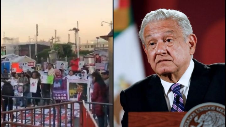 Madres Buscadoras se manifiestan a fuera de Palacio Nacional en plena ‘Mañanera’