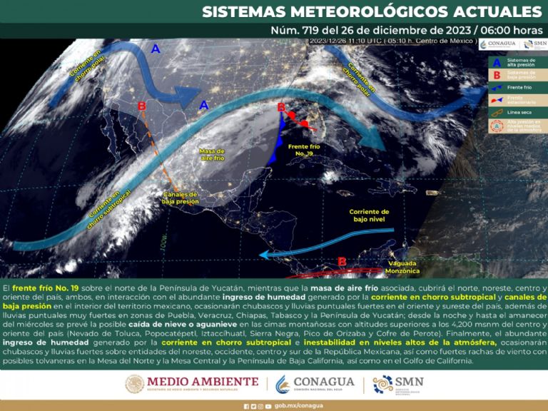 Pronóstico del clima para este martes 26 de diciembre. Foto: Conagua