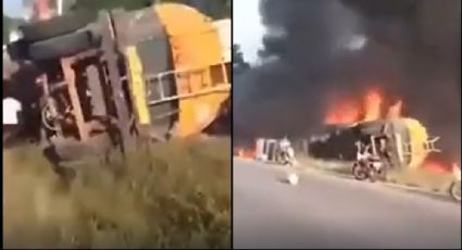 FUERTE VIDEO: Decenas mueren en explosión; robaban combustible de una pipa en Liberia