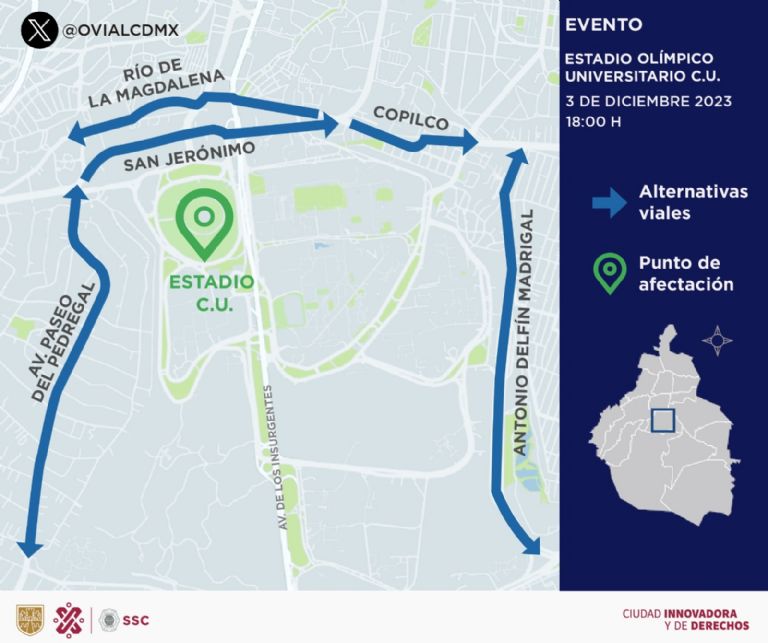 Operativo en Ciudad Universitaria Pumas vs Chivas