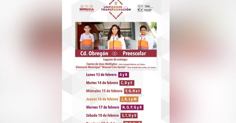 Anuncian entrega de uniformes escolares en Cajeme, Guaymas y Empalme