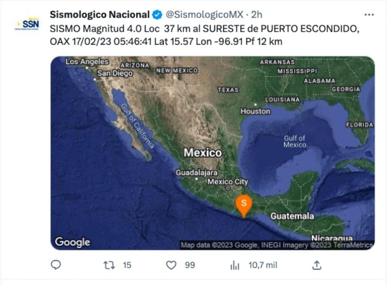 Sismo Puerto Escondido  
