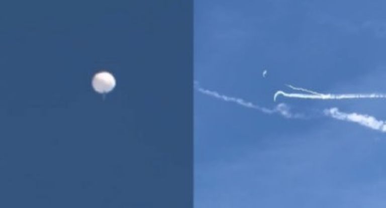 Globo chino sobrevoló en EU y fue destruido. Foto: Twitter