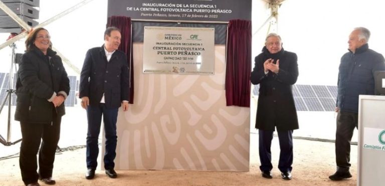En febrero 2023, se inauguró la primera etapa de la Planta Fotovoltaica en Puerto Peñasco, Sonora. Foto: Twitter