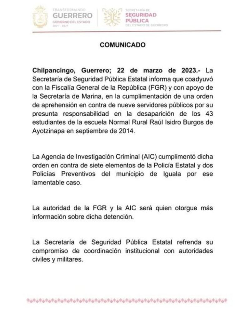 Comunicado Ayotzinapa 