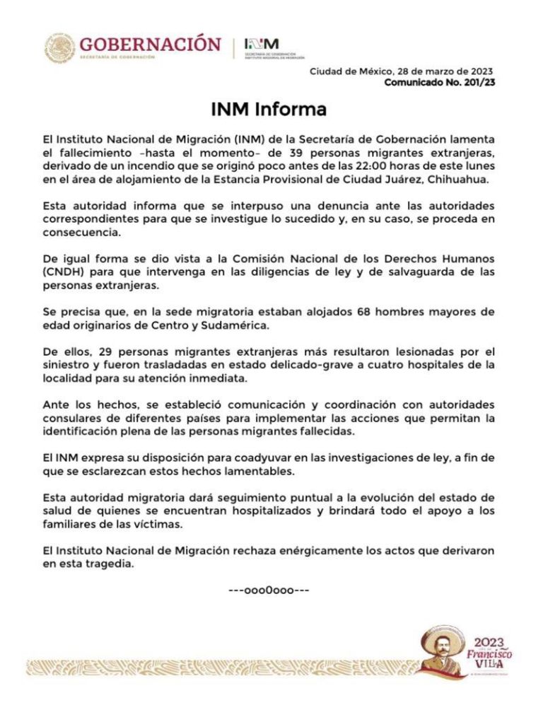 Comunicado INM