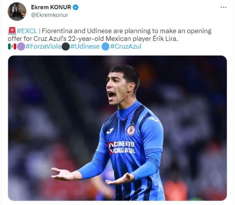 ¿De Cruz Azul al extranjero? Erik Lira es seguido por dos equipos de la Serie A de Italia
