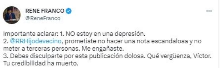 Aclaratoria de Víctor Hugo Sánchez