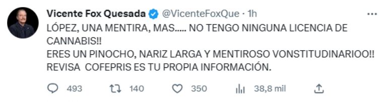 Vicente Fox responde AMLO sobre supuestos permisos de la Cofepris. Foto: Twitter