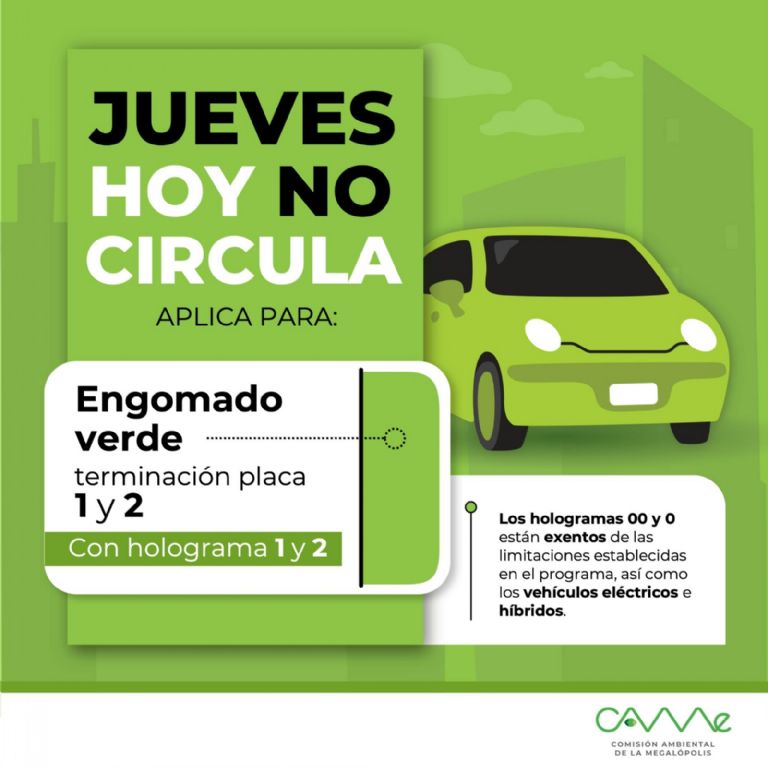 Hoy No Circula para este jueves. Foto: CAMe