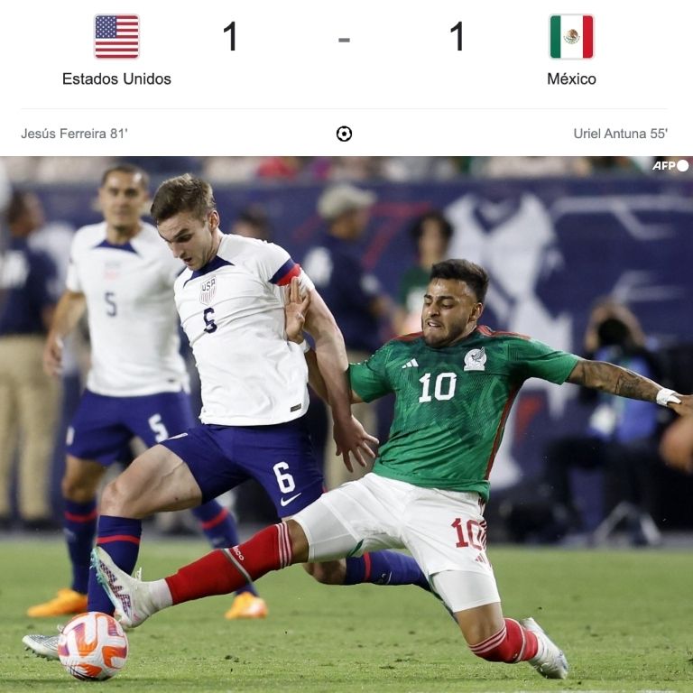 México y EU terminaron empatados en partido amistoso. Foto: Twitter