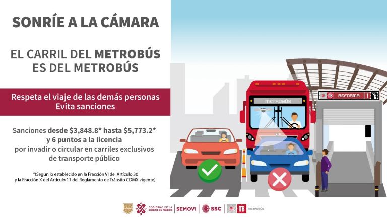 Infracciones por invadir carril del Metrobús