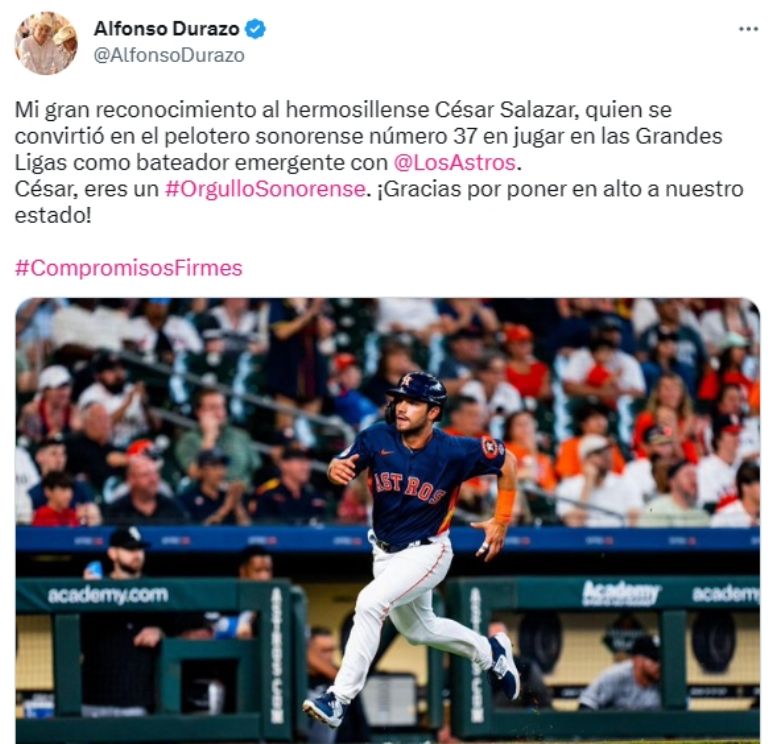 Alfonso Durazo envía mensaje a César Salazar. Foto: Twitter