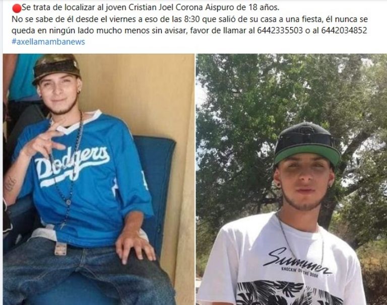 Buscan a joven desaparecido en Ciudad Obregón. Foto: Facebook