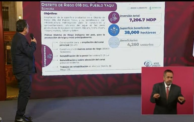 Conagua informa sobre proyectos hídricos para Pueblo Yaqui. Foto: Gobierno de México