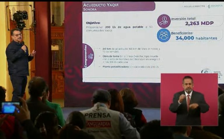 Conagua informa sobre proyectos hídricos para Pueblo Yaqui. Foto: Gobierno de México