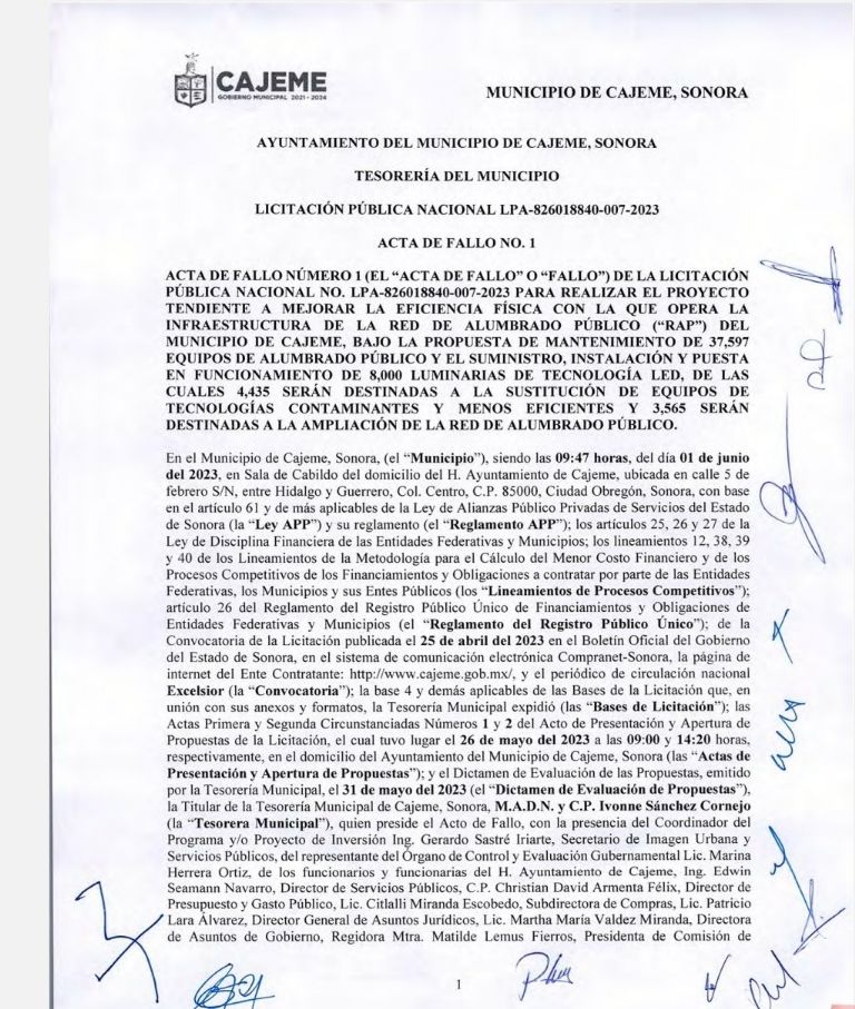 EMCO gana la licitación del alumbrado público en Cajeme. Foto: Twitter