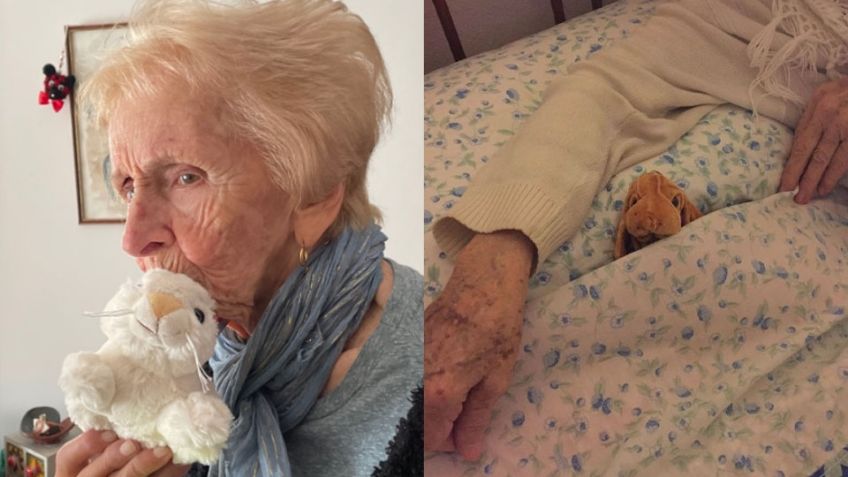 Abuelita recibe peluche a los 96 años y tierna reacción se vuelve viral; no tuvo juguetes en su niñez
