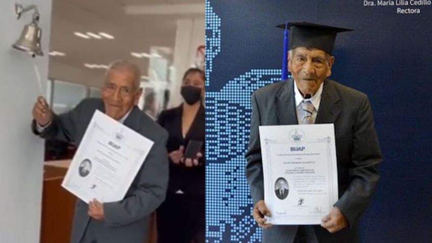 Abuelito recibe título de ingeniero a los 86 años y tierno VIDEO se vuelve viral; estudió con nieta